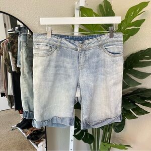 ✨ Faded Glory Light Wash Denim Bermuda Shorts 6 | Summer Stretchy Cutoffs